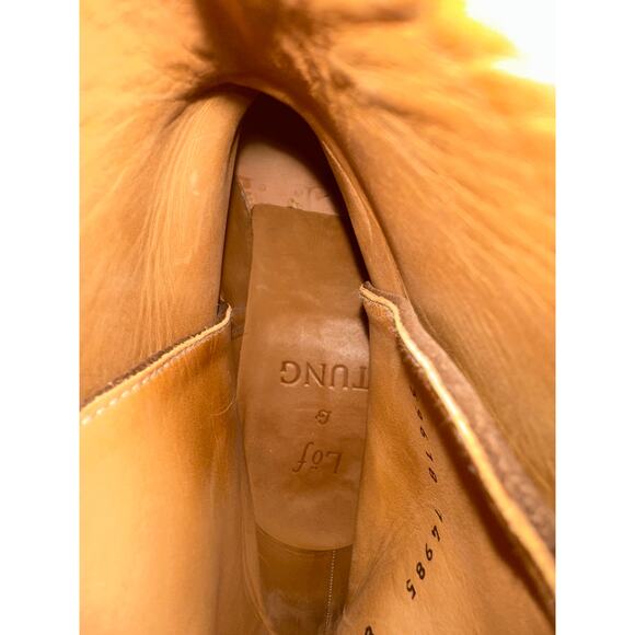 Women 8 Luf & Tung Chardin Brown Suede Leather Ankle Boots Strappy Buckle Sweden - Picture 9 of 9